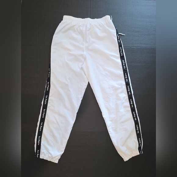 Streetwear White Track Pants Y2K Jogger Tape Side Sporty - Picture 5 of 5